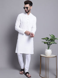 SOJANYA Mandarin Collar Chikankari Embroidered Pure Cotton Kurta