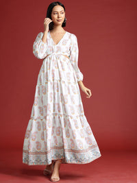 all about you Ethnic Motifs Print Cut-Out Maxi Dress