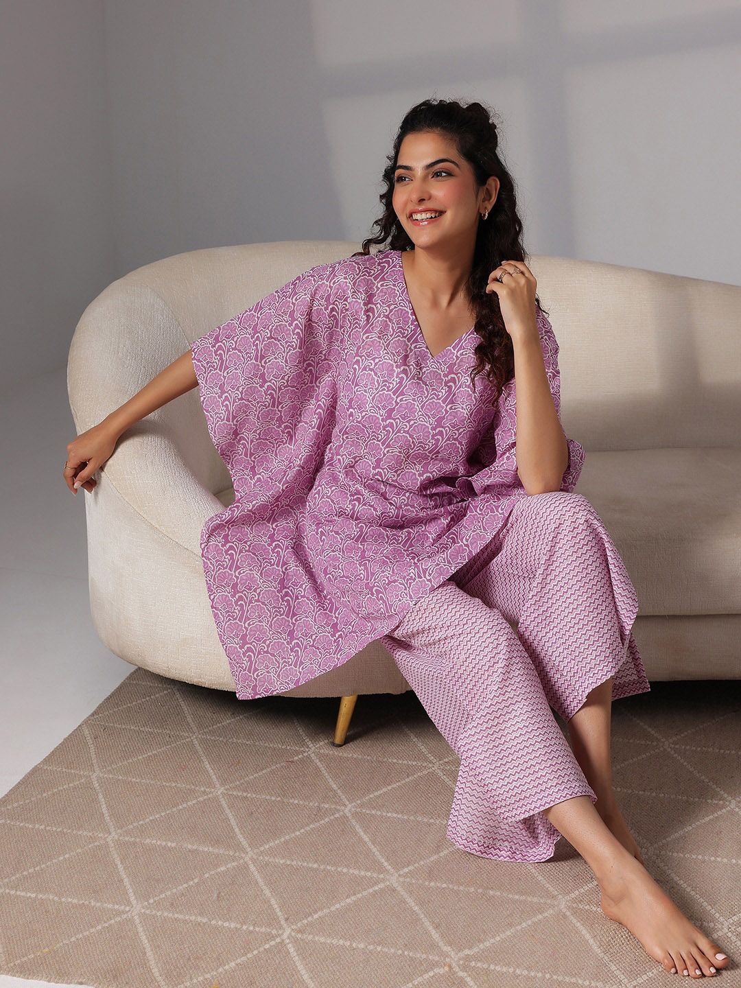 Libas Floral Printed Pure Cotton Night Suit