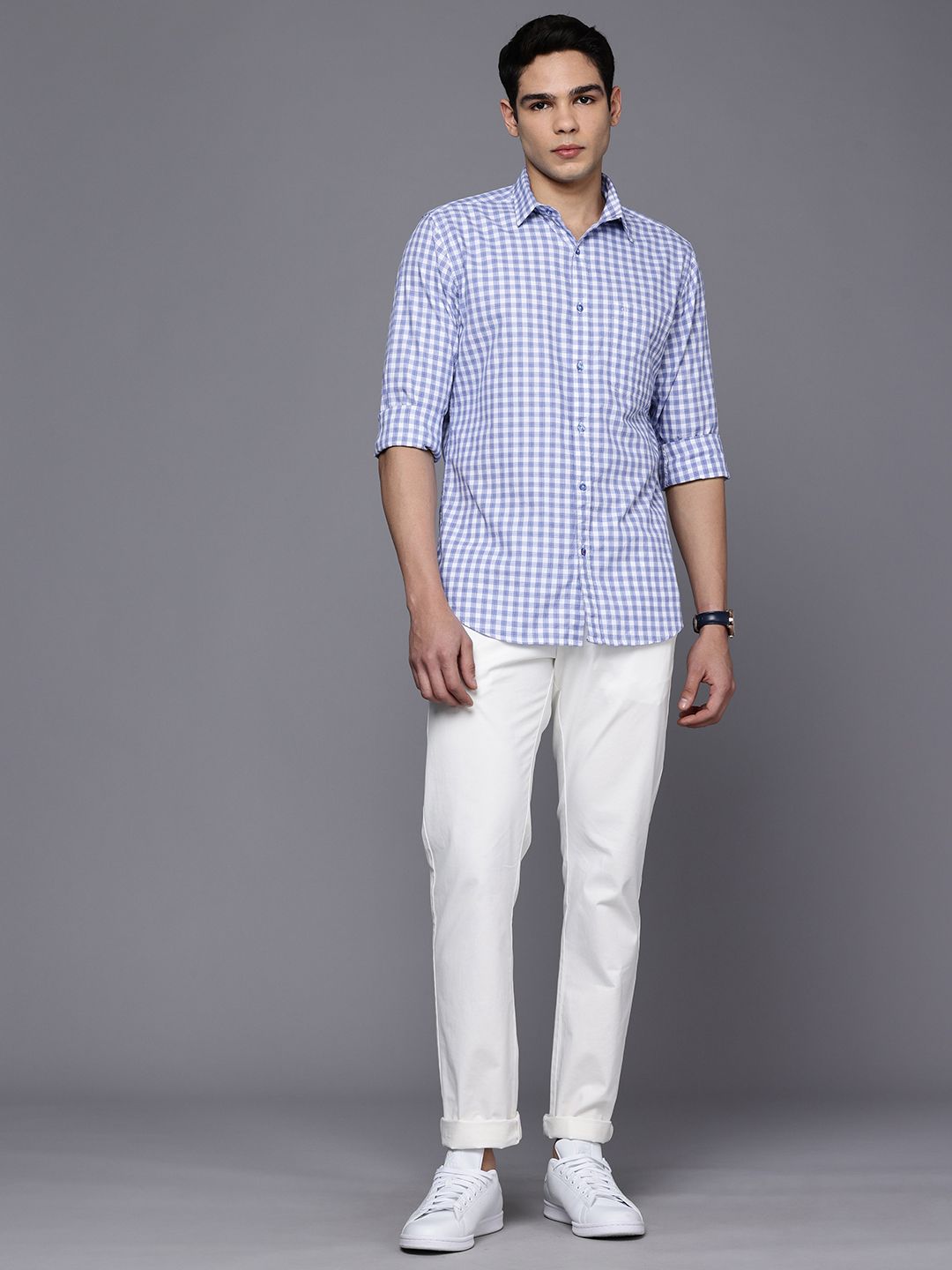 Raymond Pure Cotton Slim Fit Checked Casual Shirt