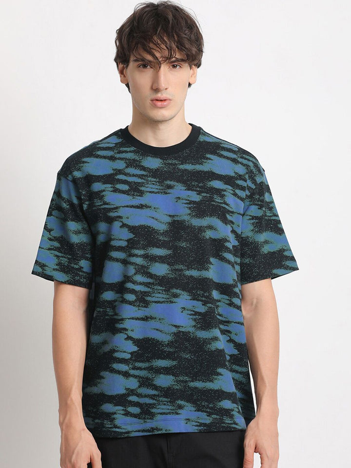 THE BEAR HOUSE Camouflage Printed Drop-Shoulder Sleeves Cotton T-shirt