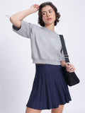 DressBerry Knit Toggled Sleeves Sweatshirt