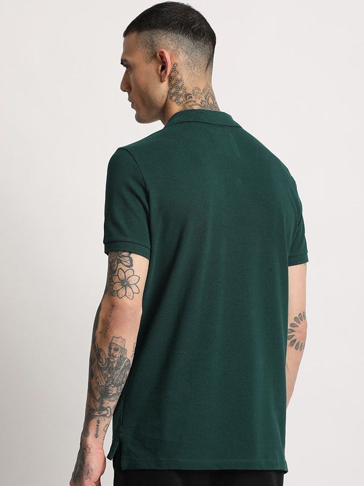 THE BEAR HOUSE Men Solid Regular Fit Pure Cotton Polo Collar T-Shirts