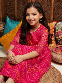 pspeaches Girls Printed Fit & Flare Georgette Ethnic Dress