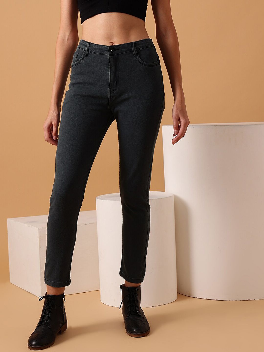 STREET 9 BASICS Women Grey Mid-Rise Mildly Distressed Jeans