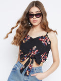 Berrylush Women Black Printed Bralette Top