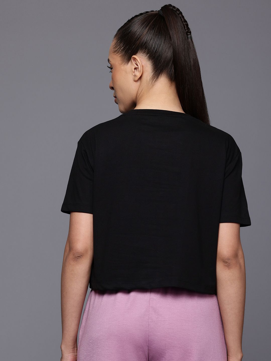 HRX by Hrithik Roshan Lifestyle Typography Print Crop T-shirt