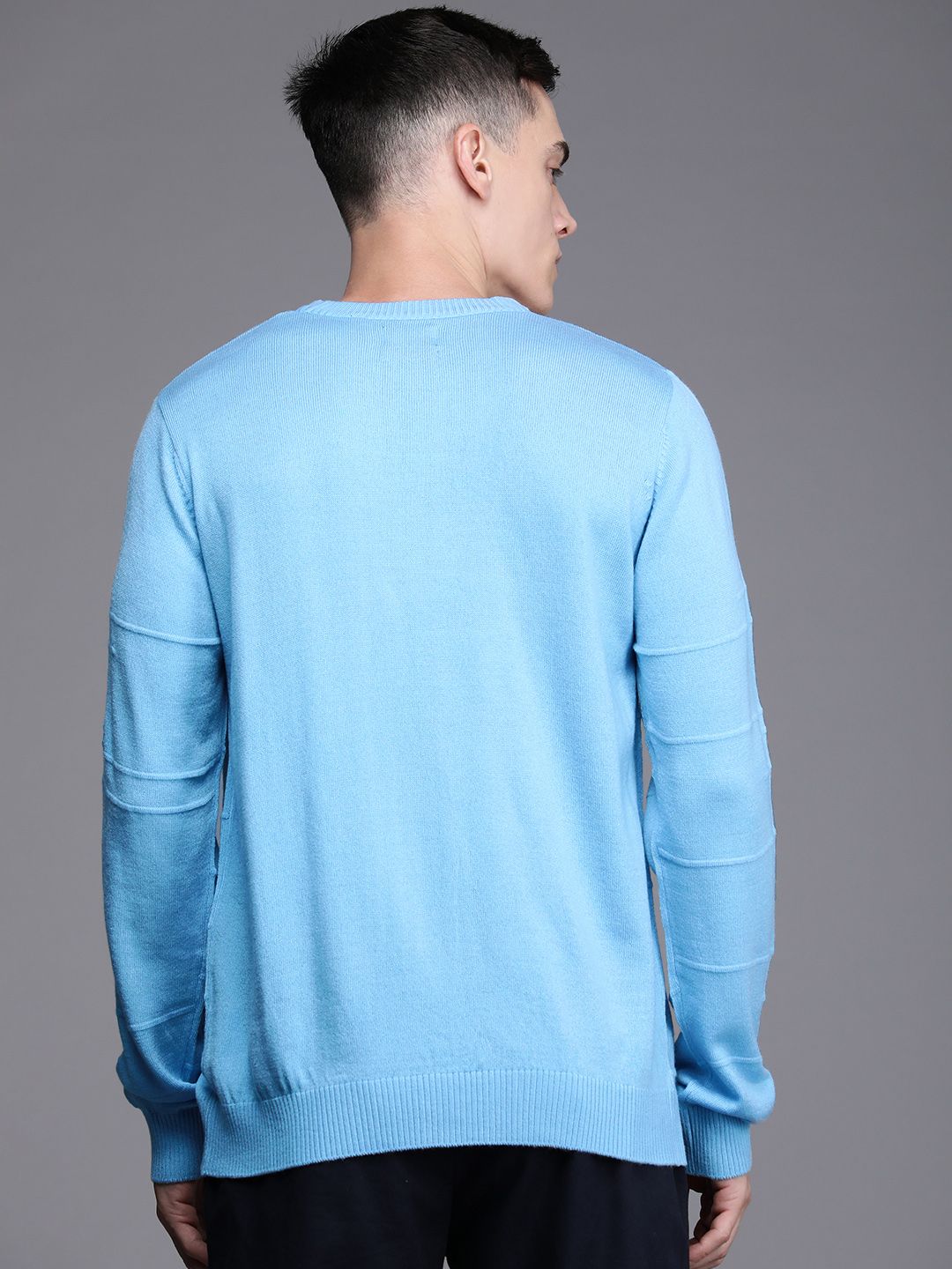 Raymond Men Blue Striped Pullover