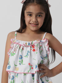 Nauti Nati Girls Floral Print Layered A-Line Dress
