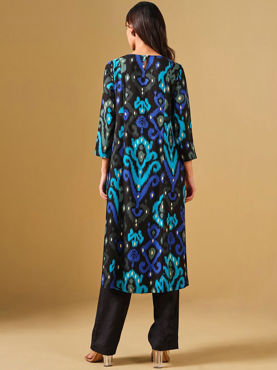 Global Desi Ethnic Motifs Printed Pleated A-Line Kurta