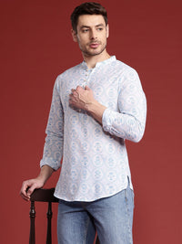 Anouk Mandarin Collar Floral Printed Pure Cotton Kurta