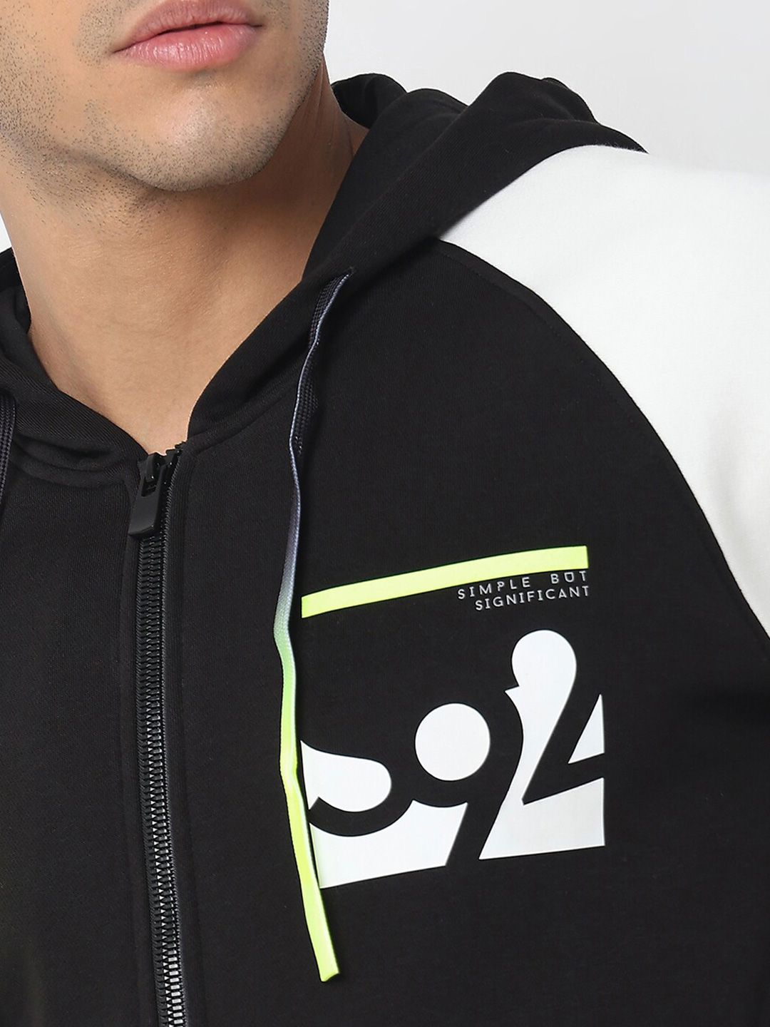 SPYKAR Colourblocked Hooded Front-Open Sweatshirt