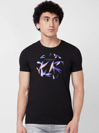 SPYKAR Round Neck Short Sleeves Printed Slim Fit Cotton T-shirt