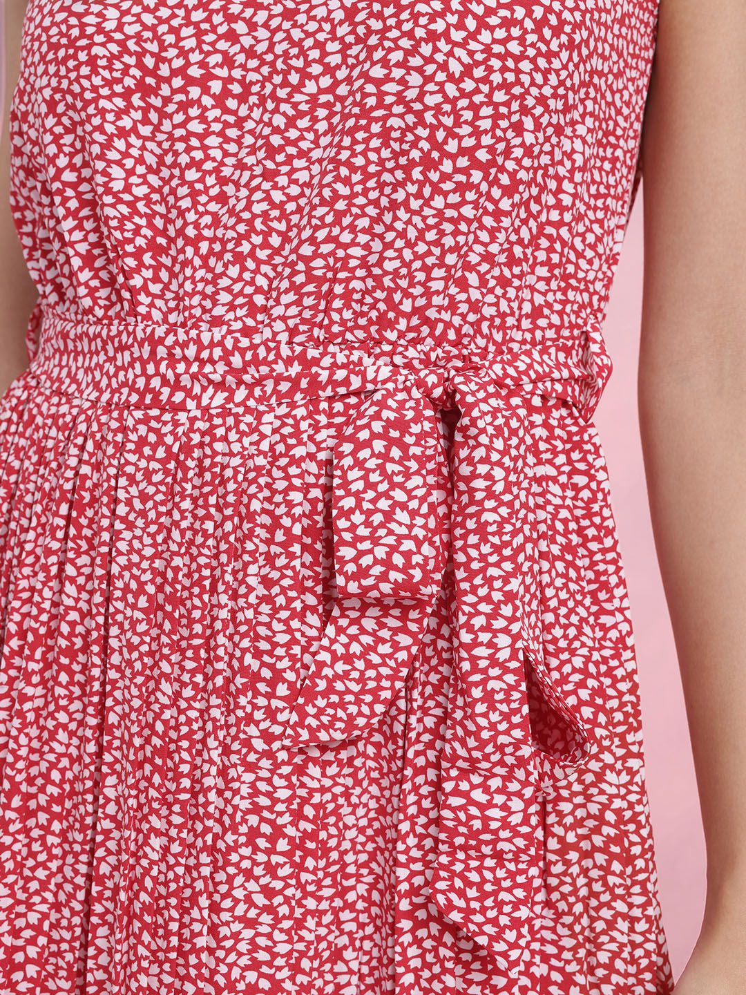 DressBerry Floral Printed Belted A-Line Dress