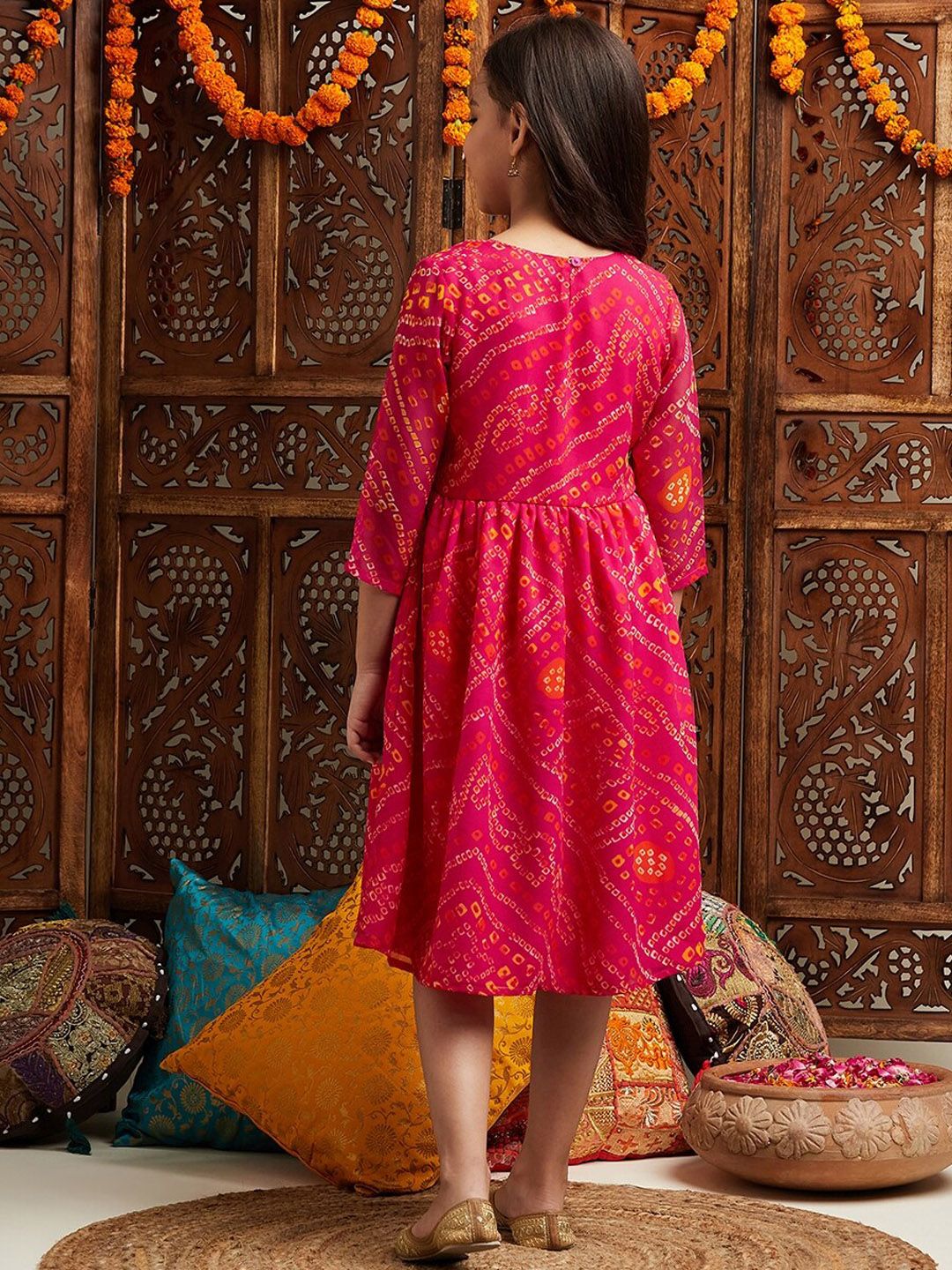 pspeaches Girls Printed Fit & Flare Georgette Ethnic Dress