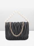 DressBerry Quilted Structured Satchel Bag