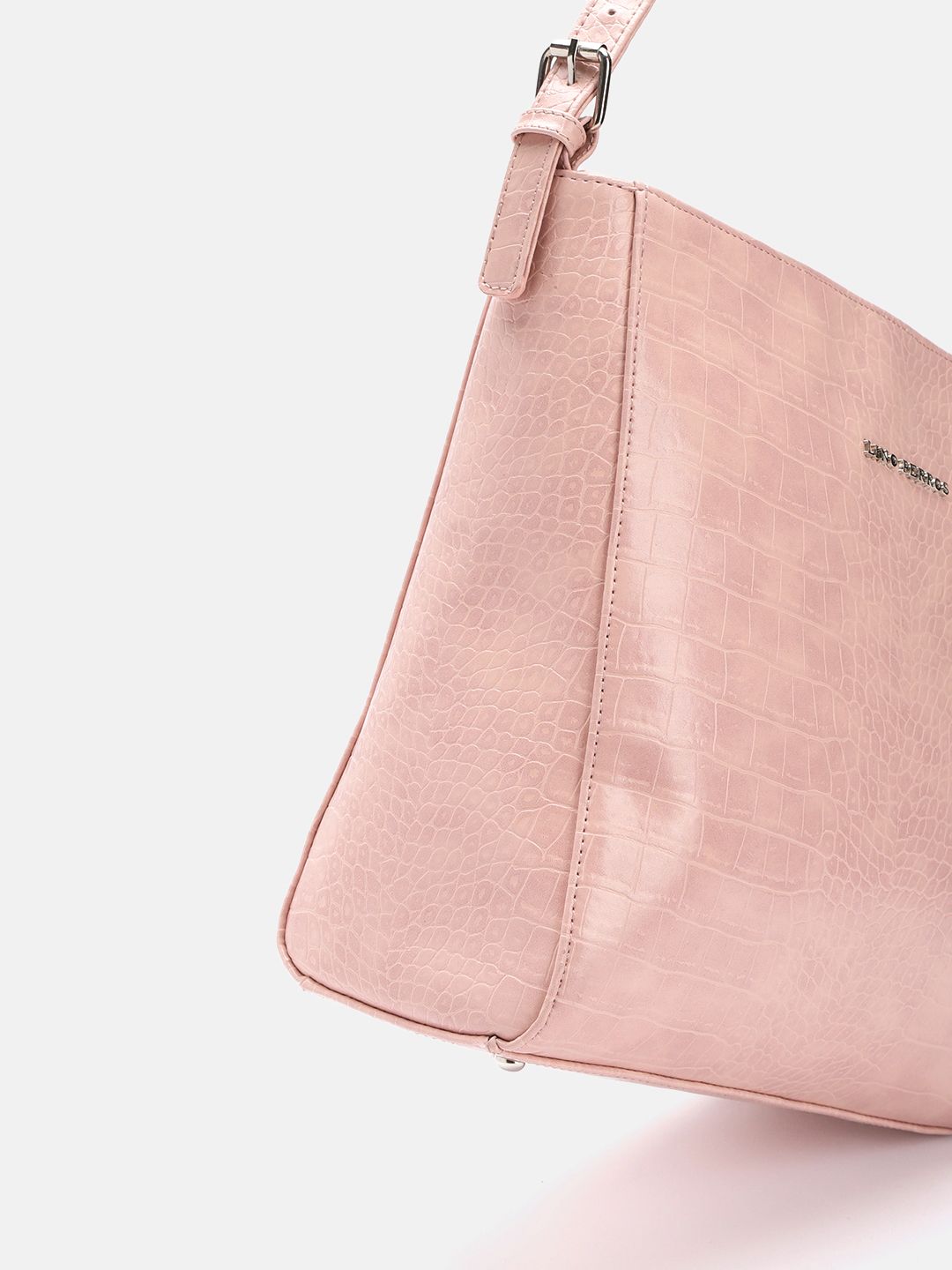 Lino Perros Women Croc Textured Structured Shoulder Bag