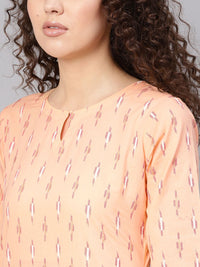 Gerua By Libas Women Peach-Coloured  Red Printed Kurta with Trousers