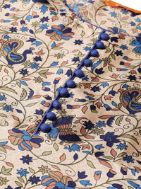 Gerua By Libas Women Beige  Blue Printed A-Line Dress