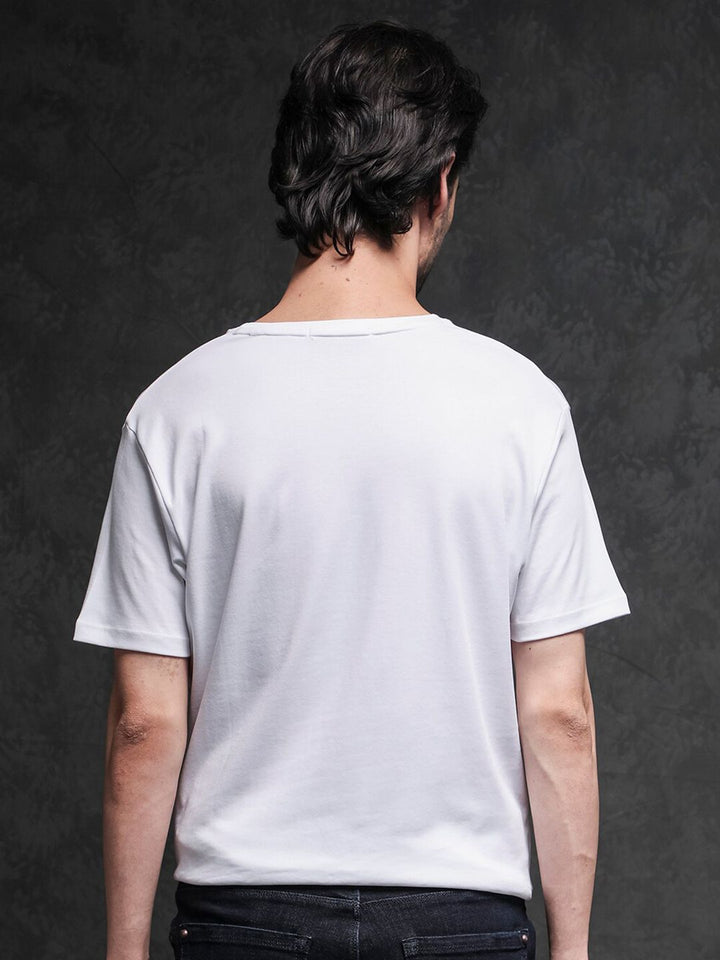 RARE RABBIT Men Azul Round Neck Cotton Slim Fit T-Shirt