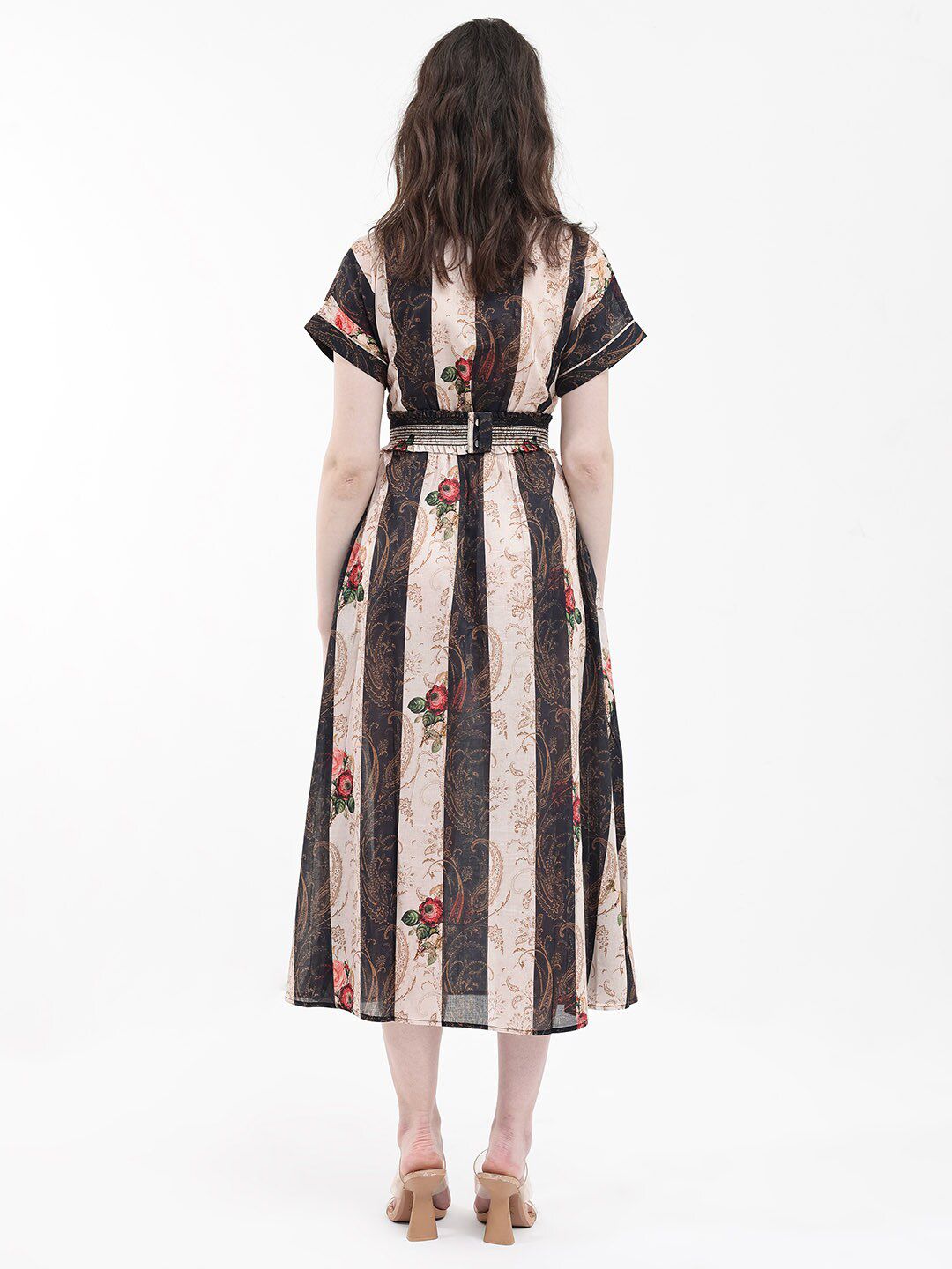 RAREISM Striped A-Line Midi Dress