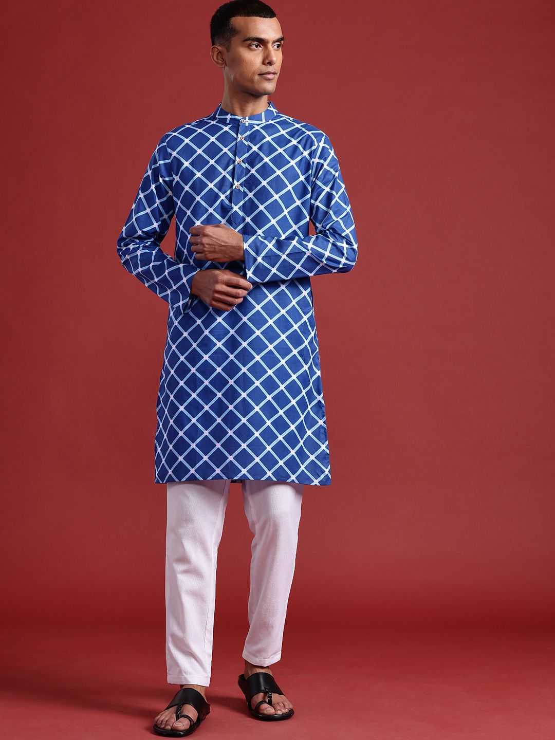 Anouk Pure Cotton Geometric Print Straight Kurta