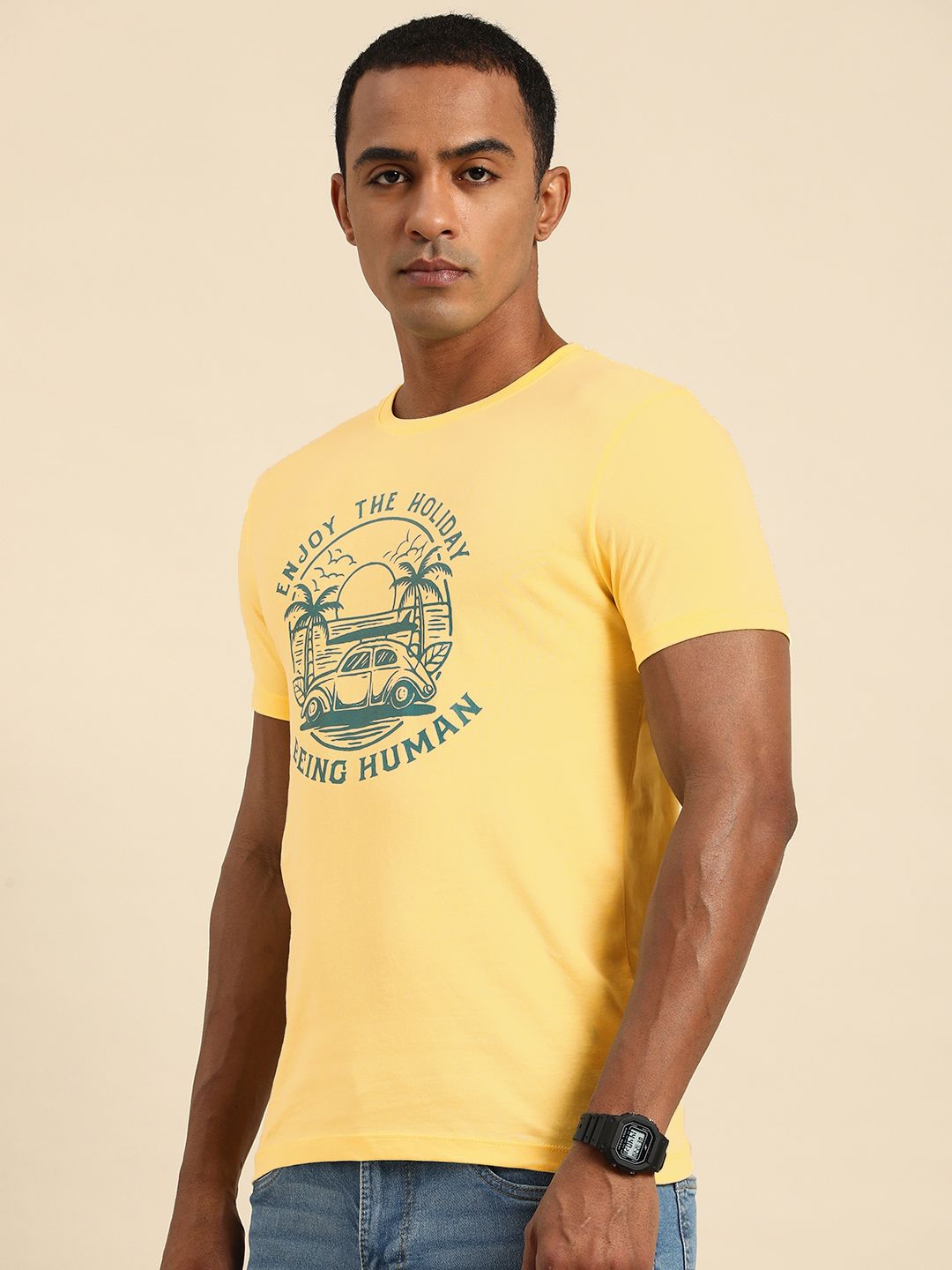 Being Human Round Neck Printed Pure Cotton T-shirt