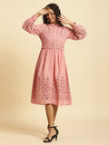 W Self Design Cotton A Line Dress