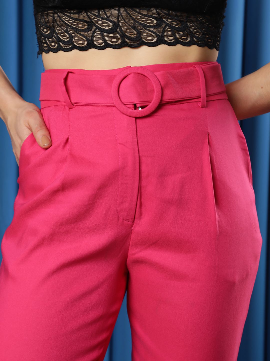 RAREISM Women Slim Fit Mid-Rise Trousers