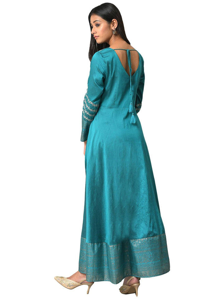 W Round Neck Floral Maxi Ethnic Dress