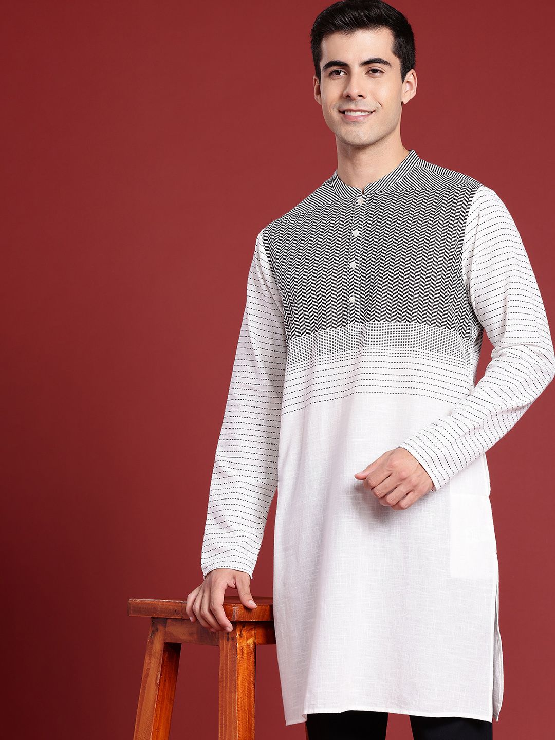 Anouk Pure Cotton Geometric Printed Straight Kurta