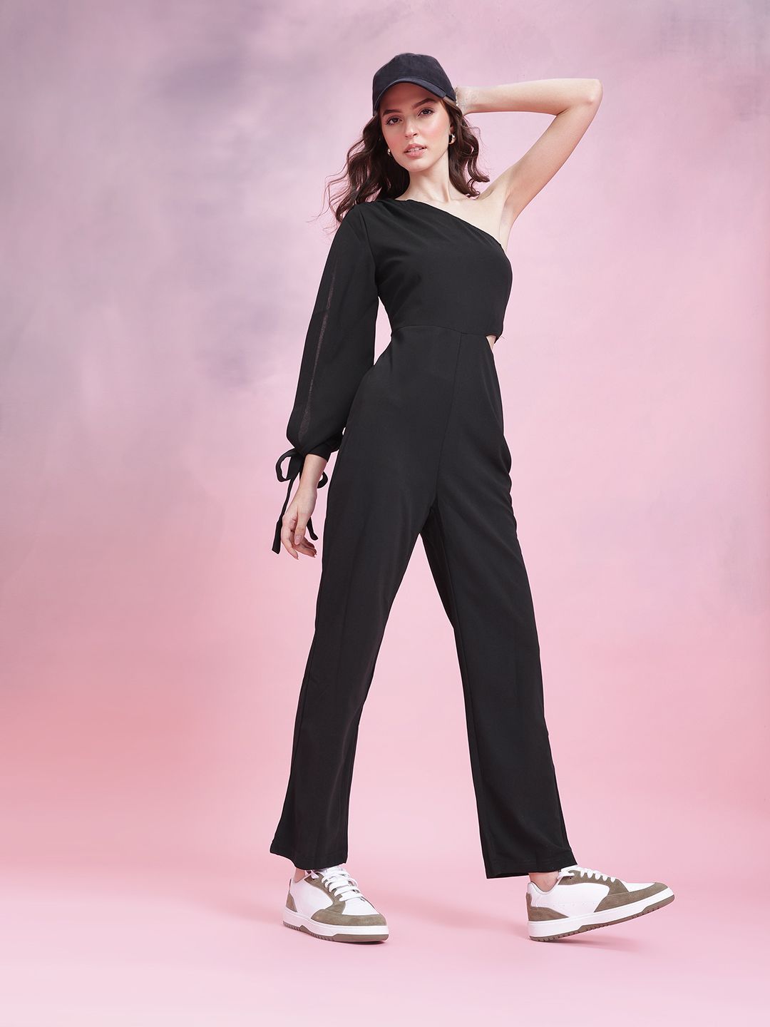DressBerry One Shoulder Cut-Out Detail Jumpsuit