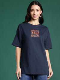 DressBerry Printed Pure Cotton Oversized T-shirt