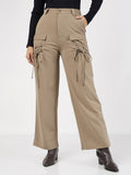 SASSAFRAS Women Plain Flat-Front High-Rise Cargos