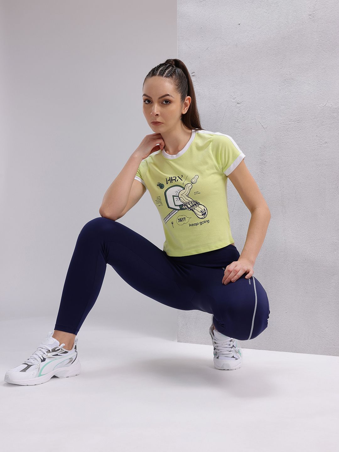 HRX by Hrithik Roshan Graphic Print Crop T-shirt