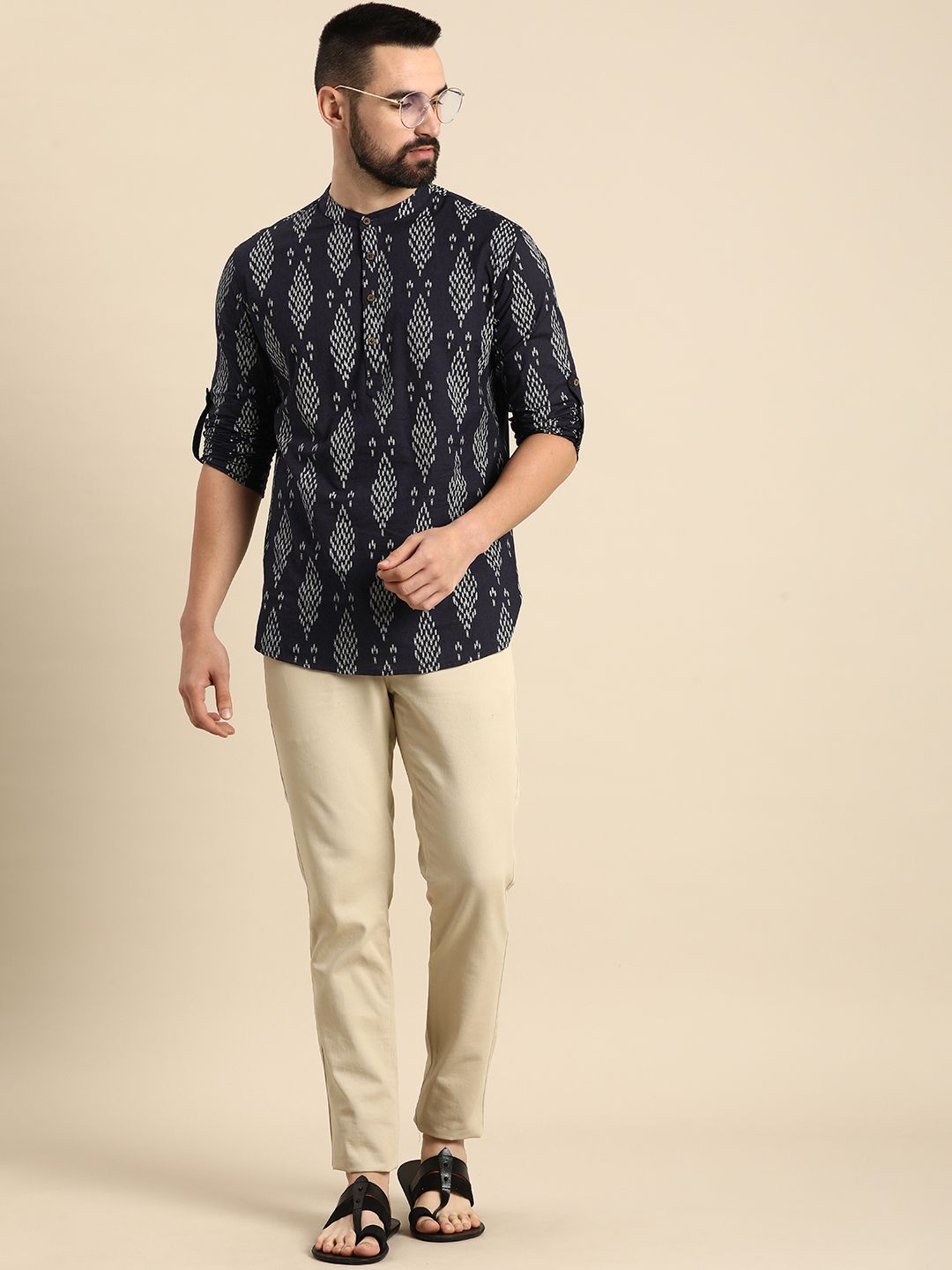 Anouk Men Ethnic Motifs Printed Block Print Short Kurta