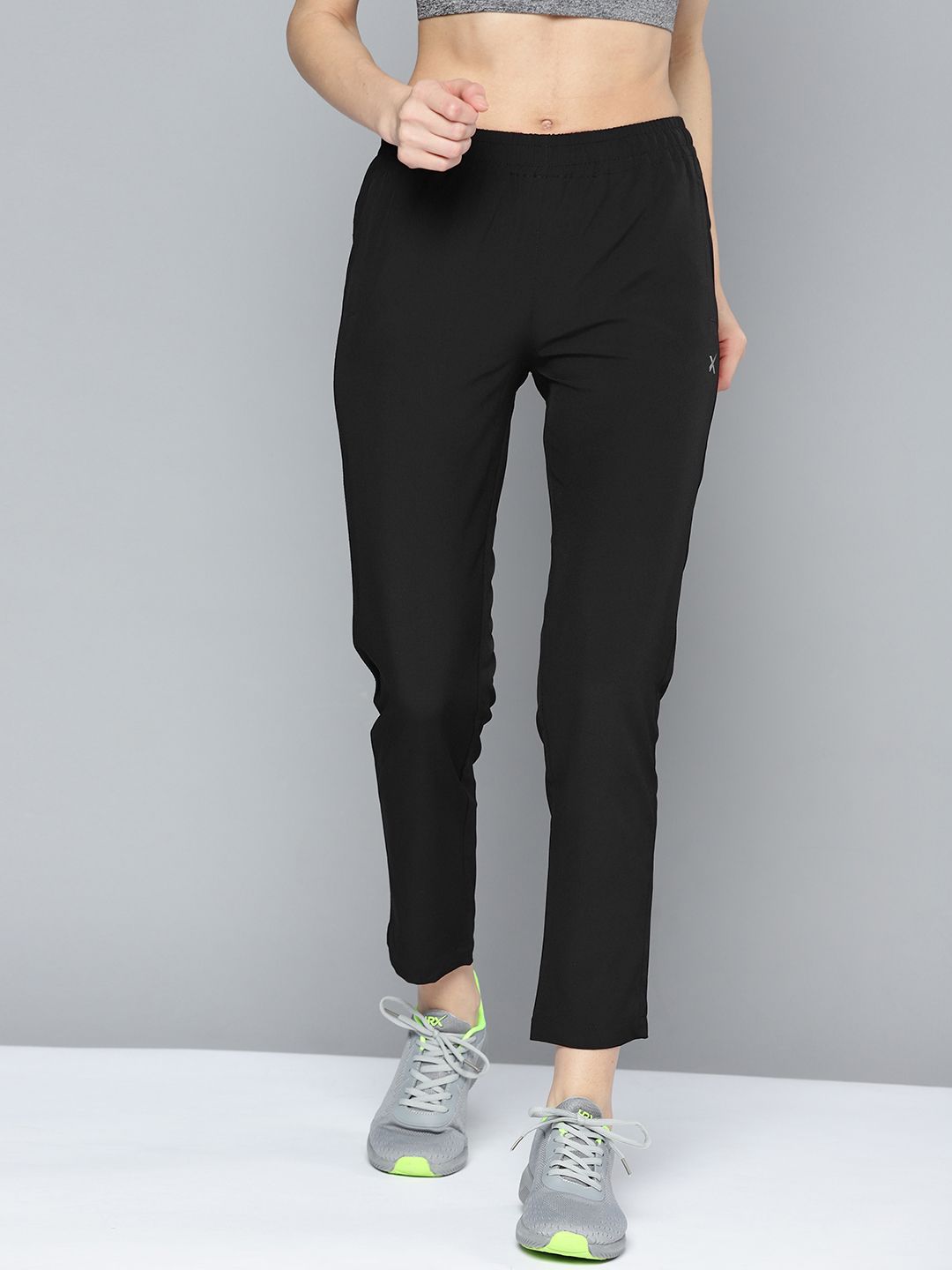 HRX By Hrithik Roshan Training Women Jet Black Rapid-Dry Brand Carrier Track pants