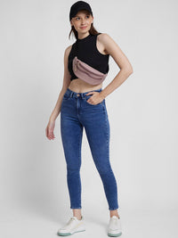 SPYKAR Women Super Skinny Fit Clean Look Mid-Rise Heavy Fade Crinkle Stretchable Jeans