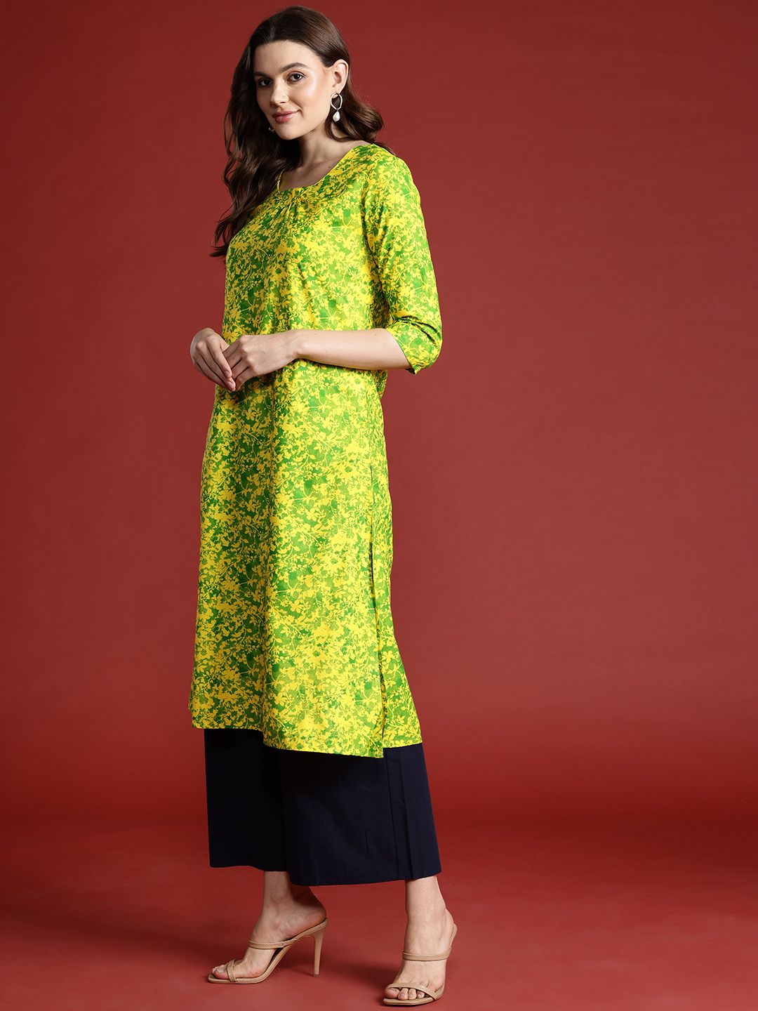 all about you Printed Pleated Straight Kurta