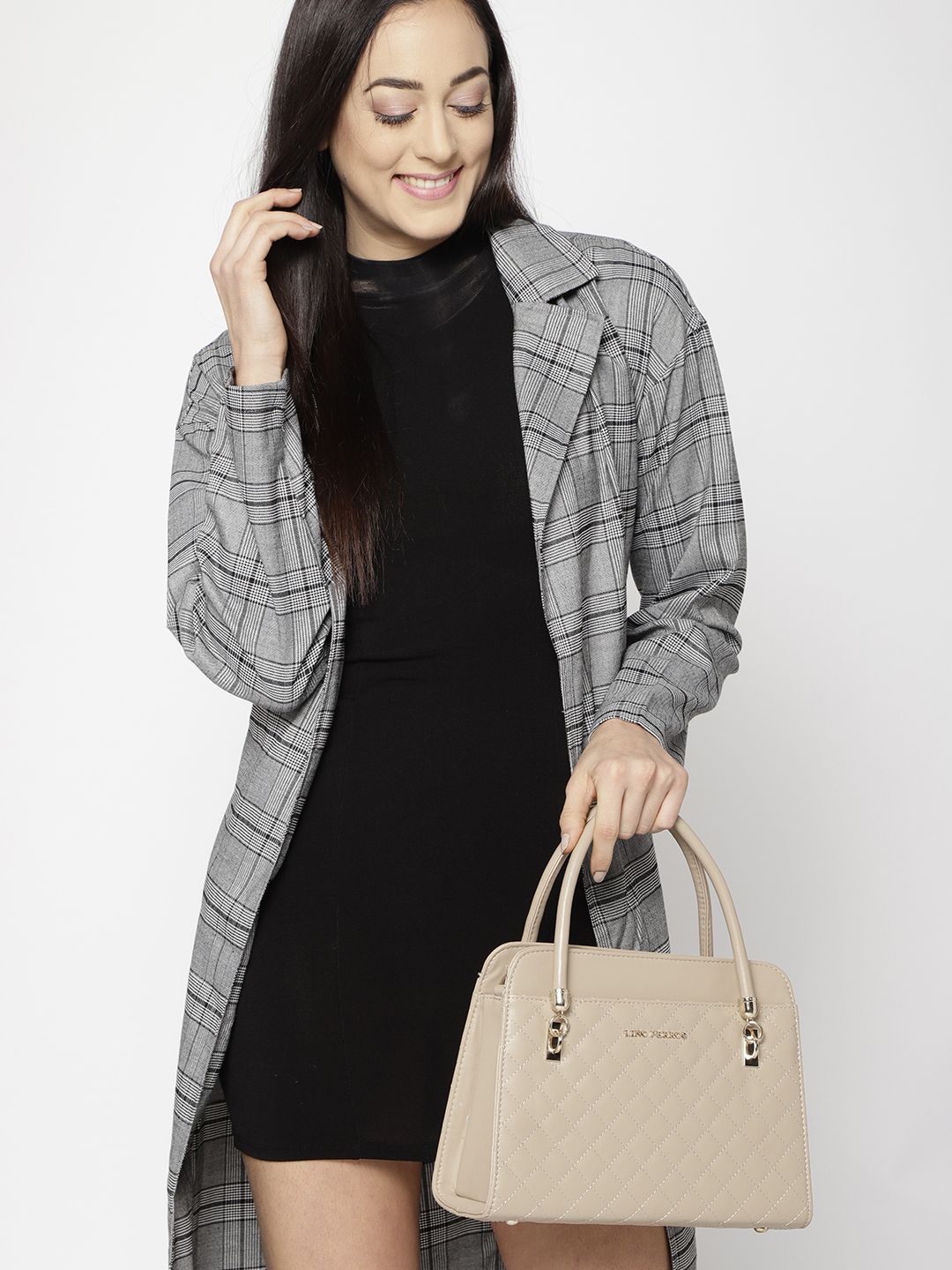 Lino Perros Beige Quilted Handheld Bag