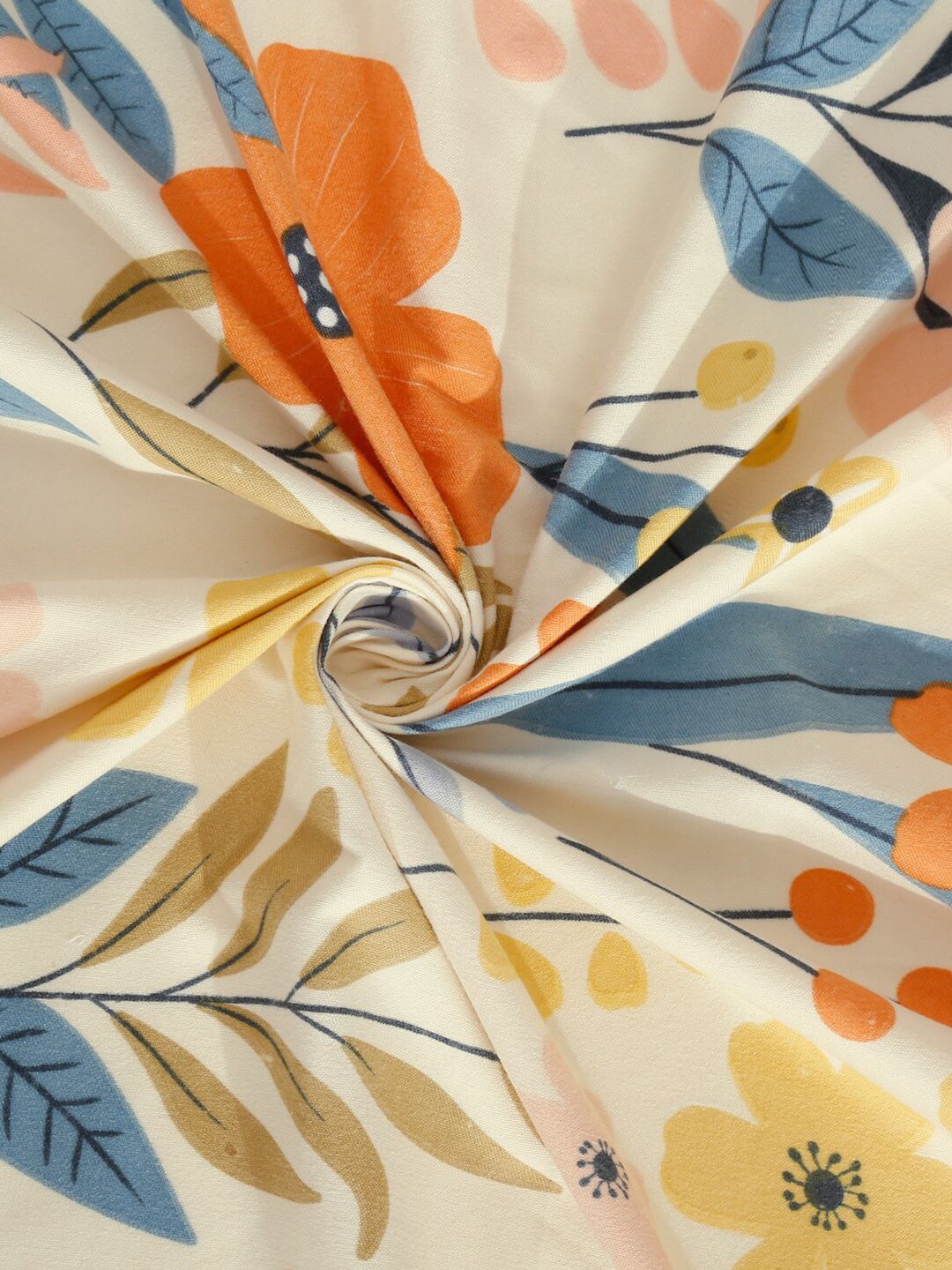 KLOTTHE Floral 300 TC Cotton Blend Fitted Double Super King Bedsheet with 2 Pillow covers