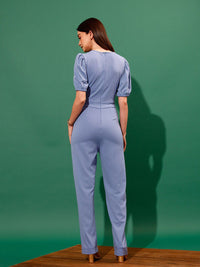 STREET 9 V-Neck Puff Sleeves Basic Jumpsuit