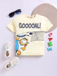 Happy Faces Kids Boys Garfield Printed Pure Cotton T-Shirt