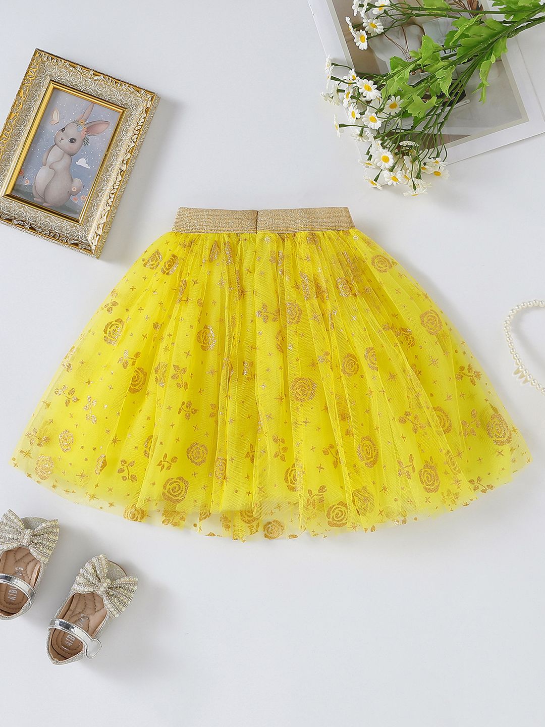 YK Girls Printed Flared Mini Skirt