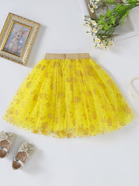 YK Girls Printed Flared Mini Skirt