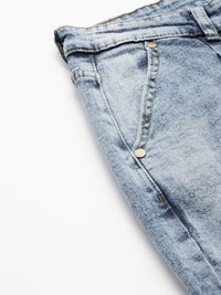 DressBerry Women Blue Heavy Fade Mom Fit Jeans