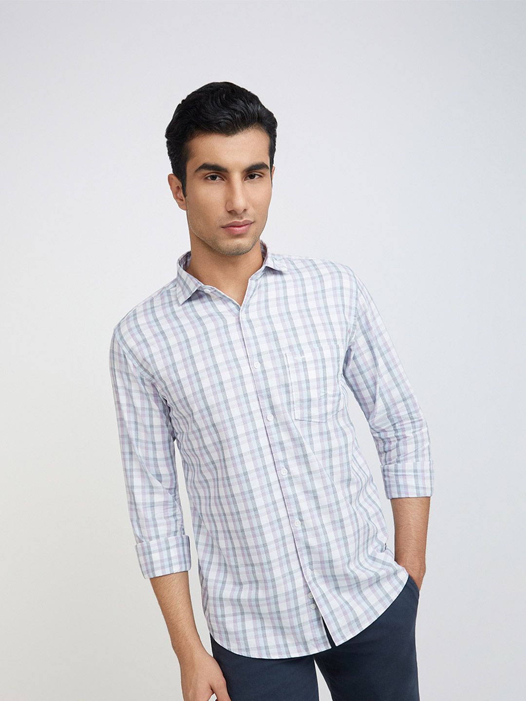 Park Avenue Men Pure Cotton Slim Fit Checked Casual Shirt