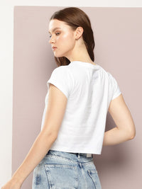 DILLINGER Typography Printed Crop Pure Cotton T-shirt