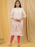 W Floral Printed Mandarin Collar Straight Kurta With Leggings