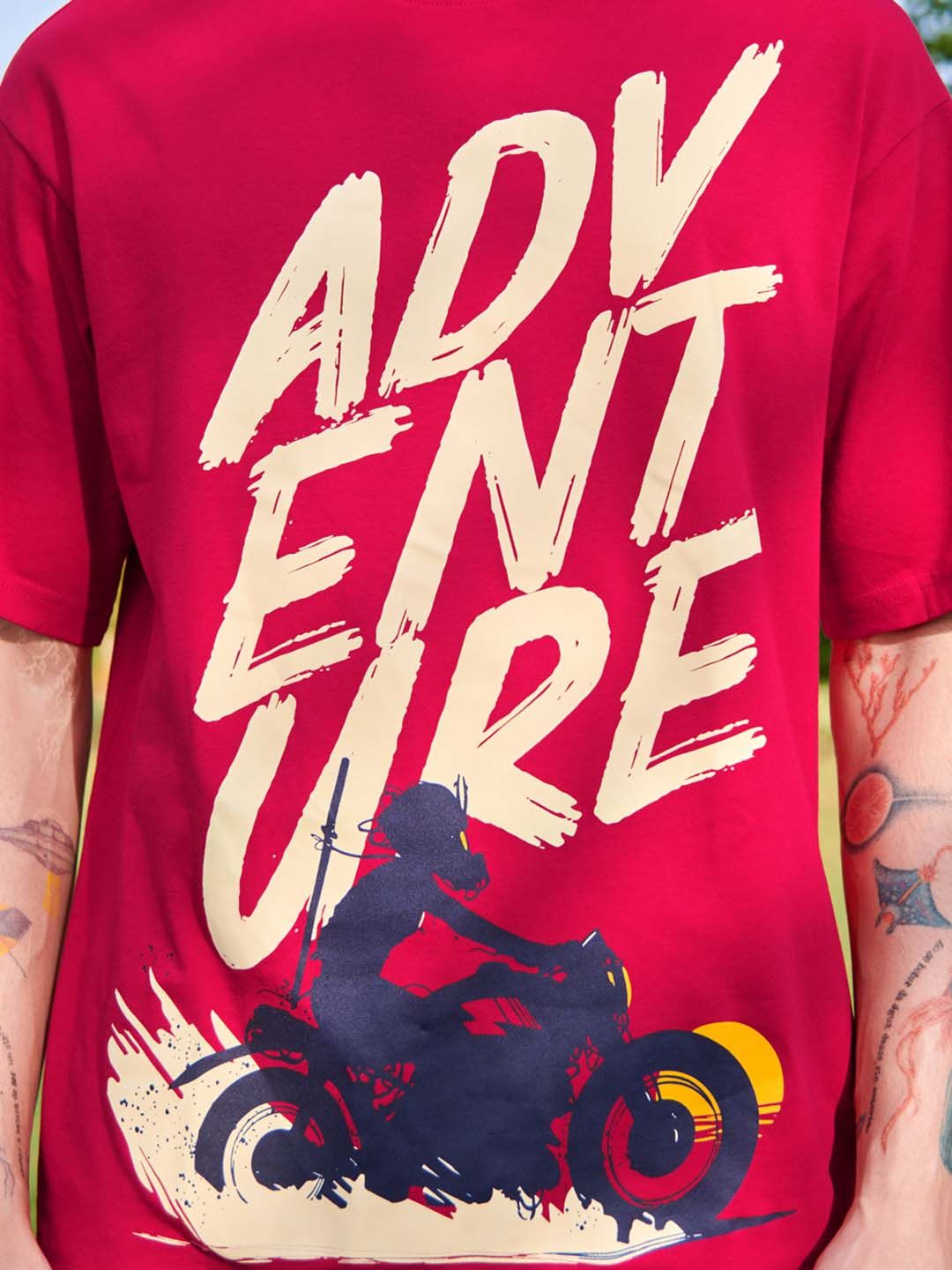 Bewakoof Men Red Printed Oversized T-shirt